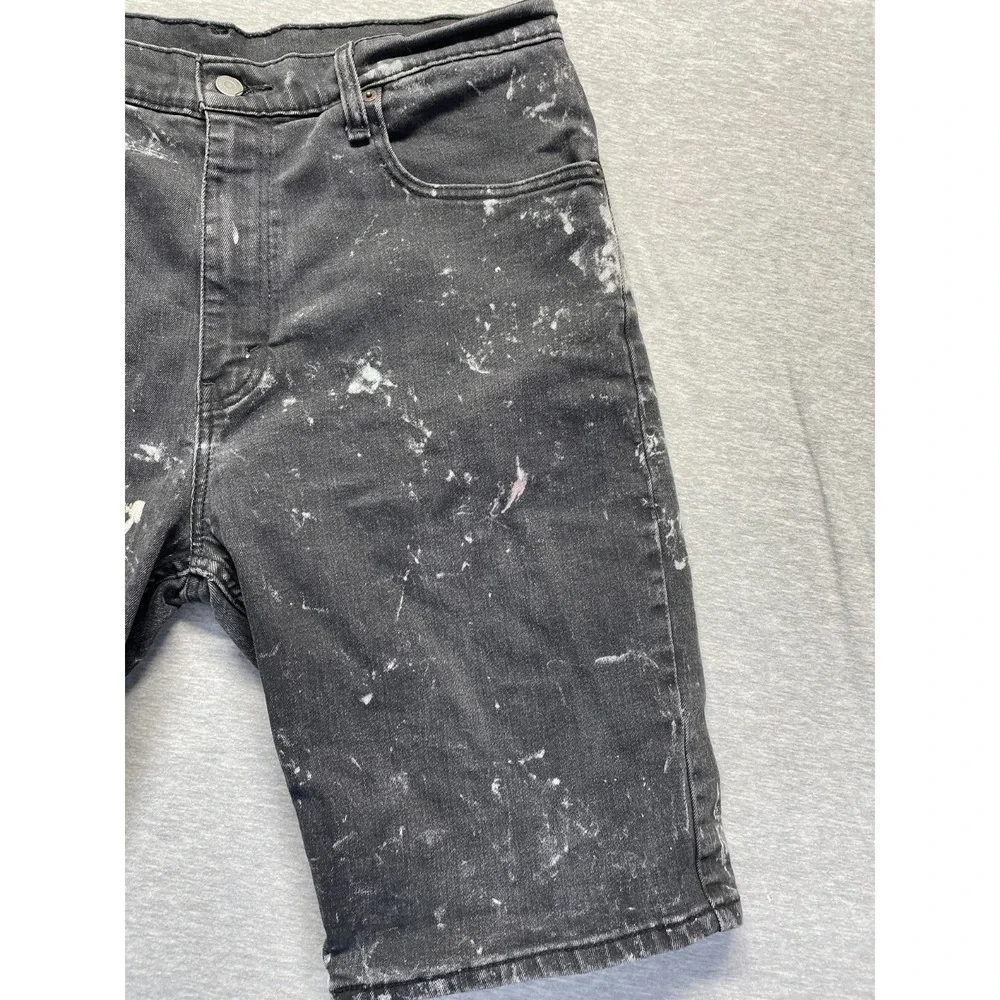 Levi's 509 Jean Shorts Mens 34W Dark Gray Denim Splatter Paint Cotton Everyday